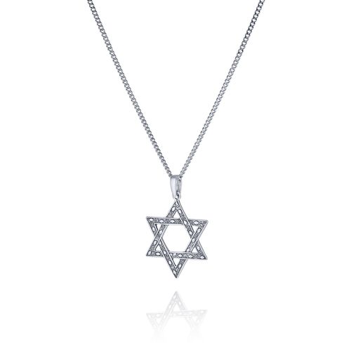 שרשרת מגן דוד גדול טקסטורה לגבר