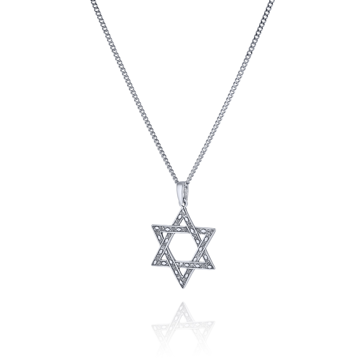 שרשרת מגן דוד גדול טקסטורה לגבר