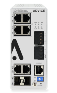 סוויטש תעשייתי מנוהל  ADVICE  Industrial managed switch, 4-p PoE + 2 combo, 120W