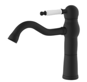 ברז ענתיק נמוך מעוצב לכיור רחצה 1431B ידית חרס לבן, שחור מט SA