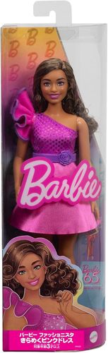 ברבי פאשניסטה שמלת כתף ורודה