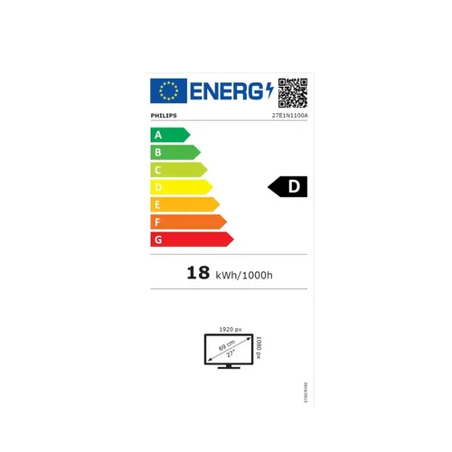מסך מחשב ‏27 ‏אינטש 27E1N1100A עם רמקולים מובנים Philips 27E1N1100A Full HD IPS+SP+HD+VGA+120HZ פיליפס