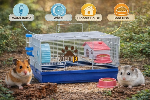 כלוב אוגר גדול עם אבזור מלא | Hamster Cage with Accessories 47×30×27