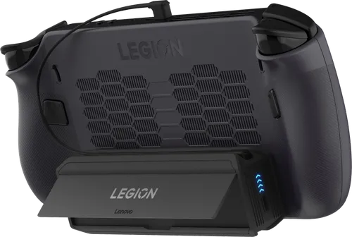 סוללת גיבוי Lenovo Legion Go 65W עם חיבור מגנטי, כבל USB-C מובנה ומעמד חיצוני לגיימינג נייד