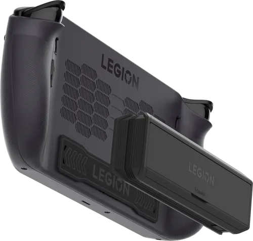 סוללת גיבוי Lenovo Legion Go 65W עם חיבור מגנטי, כבל USB-C מובנה ומעמד חיצוני לגיימינג נייד