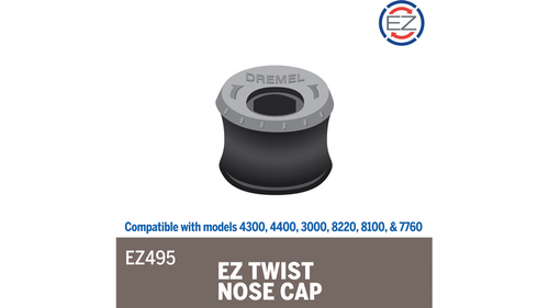 מכסה אף Dremel EZ495 EZ Twist עם מפתח משולב - פתרון חכם להחלפת אביזרים מהירה בכלי Dremel עם ציפוי רך לאחיזה נוחה