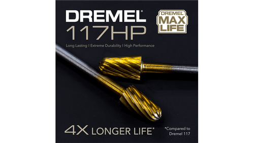 ביט חריטה כדורי Dremel Max Life 117HP 6.4mm - ציפוי טיטניום ניטריד לעמידות מקסימלית ועבודות חריטה מדויקות