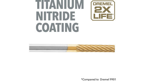 ביט חריטה Dremel 9901HP Max Life טונגסטן קרביד 3.2 מילימטר עם ציפוי טיטניום נייטריד לחריטה ועיבוד חומרים קשים