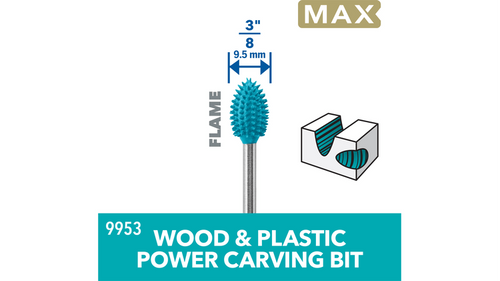 ביט חיתוך כוח מקסימלי Dremel 9953 MAX Power Carving Bit - עיצוב להבה בנירוסטה מוקשחת לגילוף מהיר ויעיל בעץ ופלסטיק