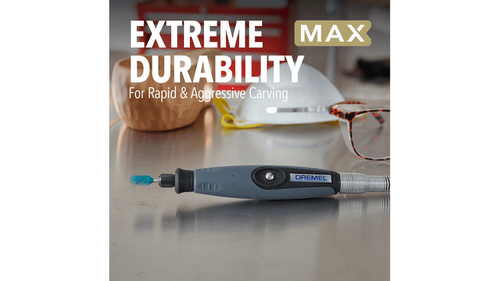 ביט חיתוך כדורי Dremel 9954 MAX Power - מבט על רקע לבן המציג את העיצוב הכדורי הייחודי והשיניים המוקשחות לגילוף מקצועי