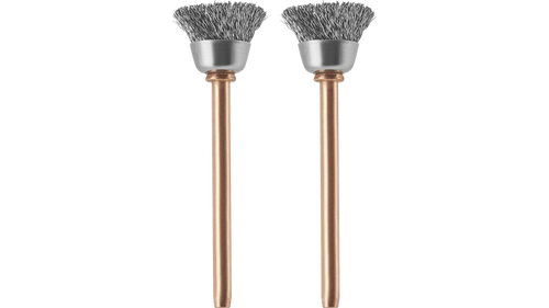 מברשות נירוסטה Dremel 531-02 - זוג מברשות מקצועיות בקוטר 15.7 מילימטר עם זיפי נירוסטה לניקוי ועיבוד מתכות