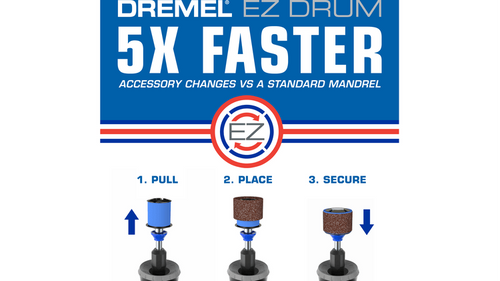 מנדרל תופים Dremel EZ407SA EZ Drum - מערכת החלפה מהירה לרצועות שיוף עם עיצוב חד-חלקי מתקדם לשיוף משטחים וקצוות