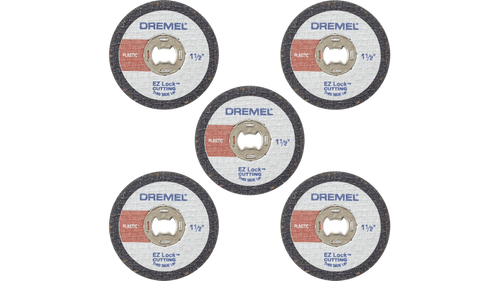 דיסק חיתוך Dremel EZ476 EZ Lock לפלסטיק - מבט על רקע לבן המציג את הדיסק בקוטר 38.1 מילימטר עם חיזוק סיבי זכוכית לחיתוך מדויק