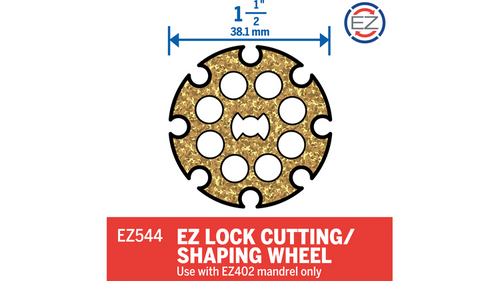 דיסק חיתוך Dremel EZ544 EZ Lock בקוטר 1.5 אינץ' עם ציפוי טונגסטן קרביד - מבט על רקע לבן המציג את הדיסק הדק והמדויק לחיתוך עץ ולמינט