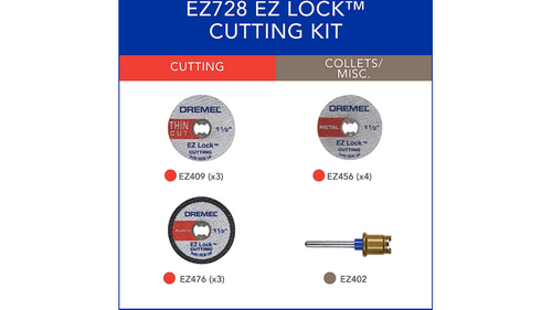 ערכת אביזרי חיתוך Dremel EZ728-01 - 11 חלקים עם דיסקי חיתוך EZ Lock ותיק אחסון שקוף מאורגן לדרמלים