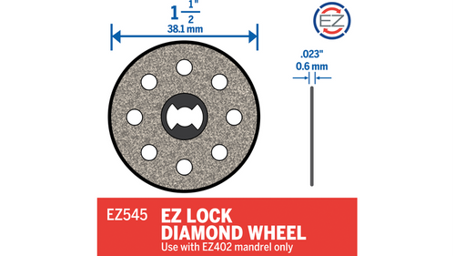 דיסק חיתוך יהלום Dremel EZ545 - דיסק מצופה יהלום בקוטר 1.5 אינץ' עם מערכת EZ Lock לחיתוך חומרים קשים