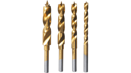 סט מקדחי ברד פוינט Dremel 631-01 - 4 מקדחים עם ציפוי טיטניום בקטרים שונים לקידוח מדויק בעבודות נגרות ויצירת ריהוט