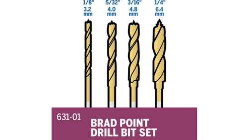 סט מקדחי ברד פוינט Dremel 631-01 - 4 מקדחים עם ציפוי טיטניום בקטרים שונים לקידוח מדויק בעבודות נגרות ויצירת ריהוט