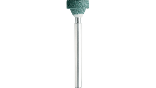 אבן השחזה Dremel 85602 סיליקון קרביד - אבן השחזה בקוטר 13/32 אינץ' על רקע לבן, מיועדת לעבודה על חומרים קשים במהירות עד 35,000 סל
