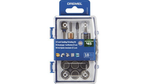 ערכת אביזרי שיוף וליטוש Dremel EZ727-01 - 18 חלקים עם מערכת EZ Lock בקופסת אחסון שקופה למקצועני עבודה