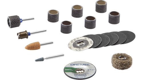 ערכת אביזרי שיוף וליטוש Dremel EZ727-01 - 18 חלקים עם מערכת EZ Lock בקופסת אחסון שקופה למקצועני עבודה