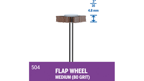 גלגל שיוף Flapwheel Dremel 504 - קוטר 3/16 אינץ' עם גריט 80 לשיוף מדויק ועבודות גימור על עץ ומתכת