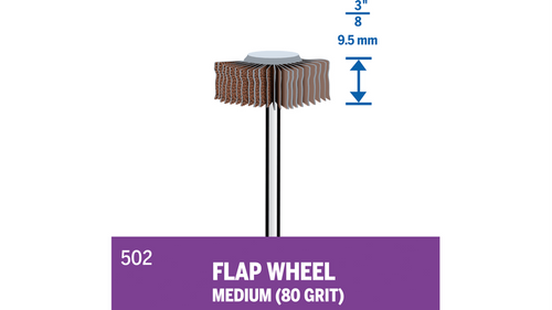 גלגל שיוף Flapwheel Dremel 502 - גריט 80 קוטר 3/8 אינץ' לעבודות שיוף מדויקות על משטחים שטוחים ומעוקלים