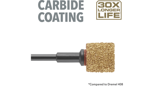 תוף שיוף קרביד Dremel Max Life 408HP - תוף שיוף מקצועי עם ציפוי קרביד עמיד בקוטר 12.7 מ
