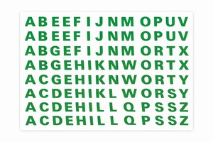 מדבקות אותיות אנגלית ABC 1/1 ס"מ ירוק