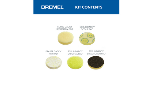 ערכת רפידות ניקוי Dremel PC360-5 Versa Scrub Daddy - 5 רפידות מתקדמות לניקוי יעיל של כל סוג משטח עם מערכת החלפה מהירה וולקרו