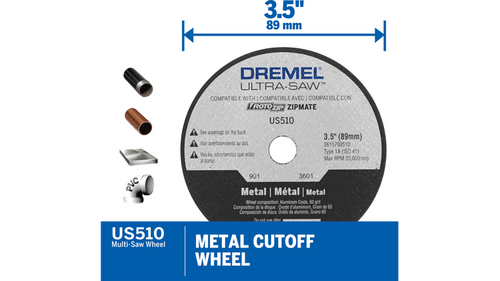 דיסק חיתוך מתכת Dremel Ultra-Saw US510-01 בקוטר 3.5 אינץ' - דיסק אברזיבי מקצועי לחיתוך מתכות ברזליות ולא ברזליות עם חיים ארוכים