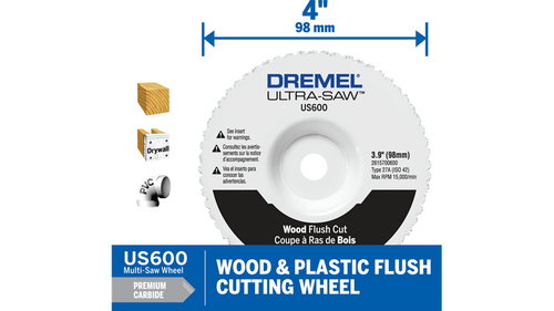 דיסק חיתוך Dremel US600-01 4 אינץ' פרימיום קרביד - דיסק כיפתי לחיתוך עץ ופלסטיק עם חיתוכי שטיפה מדויקים