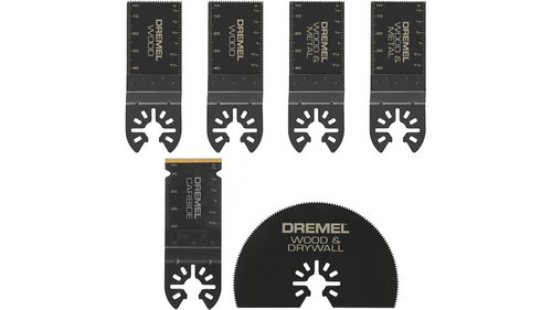 ערכת להבי חיתוך אוסצילטור Dremel MM399 - 6 להבים מקצועיים כולל קרביד וביי-מטל עם תיק אחסון, תואמת למותגים מובילים לפרויקטי חיתוך מגוונים