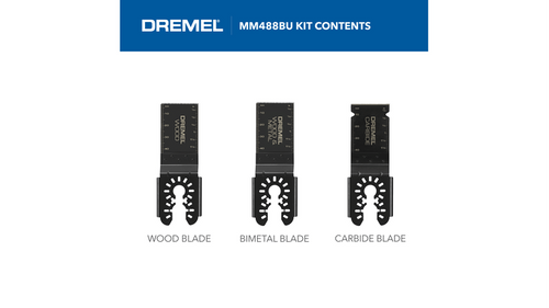 סט להבי חיתוך אוניברסלי Dremel MM488BU - 3 להבים למולטיטול עם ממשק כפול לחיתוך עץ, מתכת וחומרים קשים