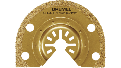להב הסרת דבק Dremel MM501 Universal Quick Fit - מבט על רקע לבן המציג את העיצוב המתקדם והחומר הקרביד האגרסיבי המיועד להסרת דבק מקצועית