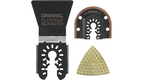 סט אביזרים Dremel MM515U - מבט כללי על 3 החלקים כולל להב הסרת דיס, מגרד גמיש ונייר יהלום לעבודות שיפוץ מקצועיות