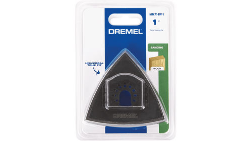 רפידת גיבוי Dremel MM714W-1 Hook and Loop אוניברסלית למולטיטול - מבט על רקע לבן המציג את העיצוב המיוחד לעבודות ליטוש מדויקות