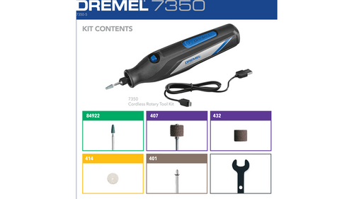דרמל נטען Dremel 7350-5 - כלי קל משקל עם סוללת ליתיום 4 וולט לעבודות שיוף והשחזה מדויקות