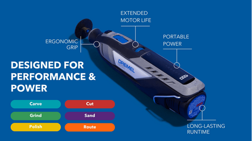 דרמל נטען Dremel 8250 - מבט כללי על רקע לבן המציג את העיצוב הארגונומי והסוללה המתקדמת לעבודות דיוק מקצועיות