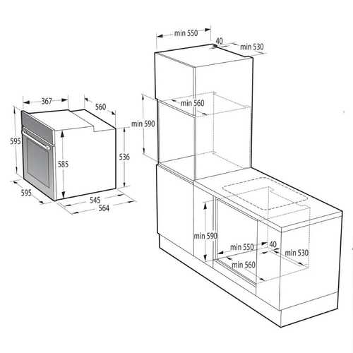 תנור בנוי 77 ליטר Gorenje BOS8737SYB AirFry שחור