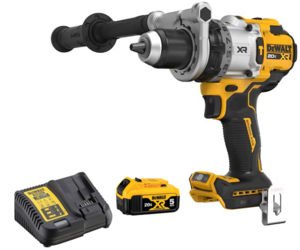 מקדחה נטענת רוטטת פרימיום 18V של Dewalt + סוללה 5 אמפר + מטען - מנוע Brushless חזק המספק 169Nm 