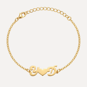 צמיד אותיות מחוברות לב