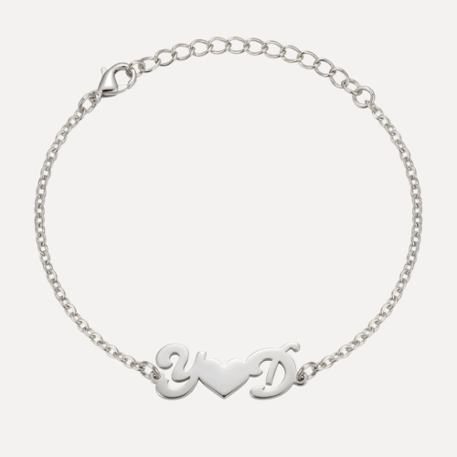 צמיד אותיות מחוברות לב