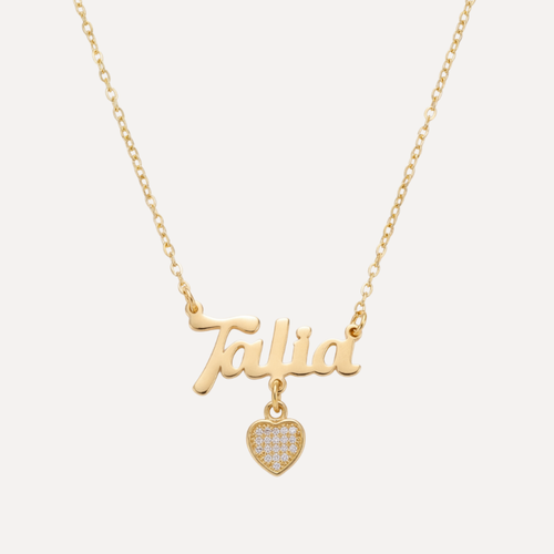 שרשרת שם באנגלית עם לב תלוי