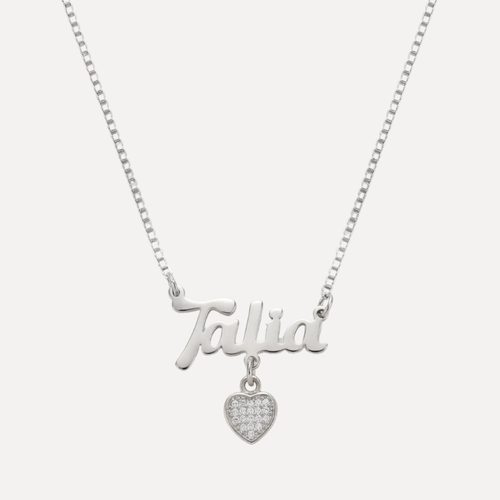 שרשרת שם באנגלית עם לב תלוי