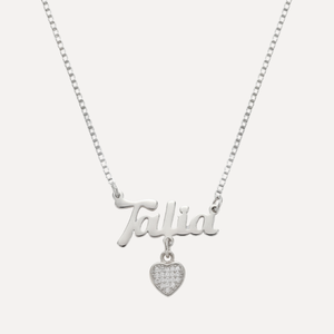 שרשרת שם באנגלית עם לב תלוי