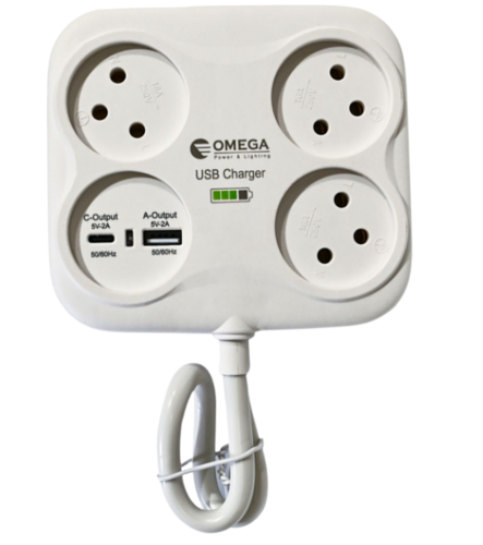 מפצל T4 + כבל מאריך ומטענים USB-A Type + Type C