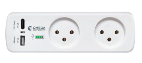 מפצל T2 רוחבי + מטען USB Type A + Type C