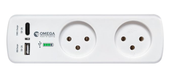 מפצל T2 רוחבי + מטען USB Type A + Type C