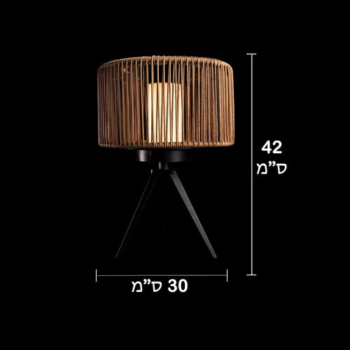 מנורת רצפה סולארית בעיצוב ראטן + חיבור USB דגם שקד